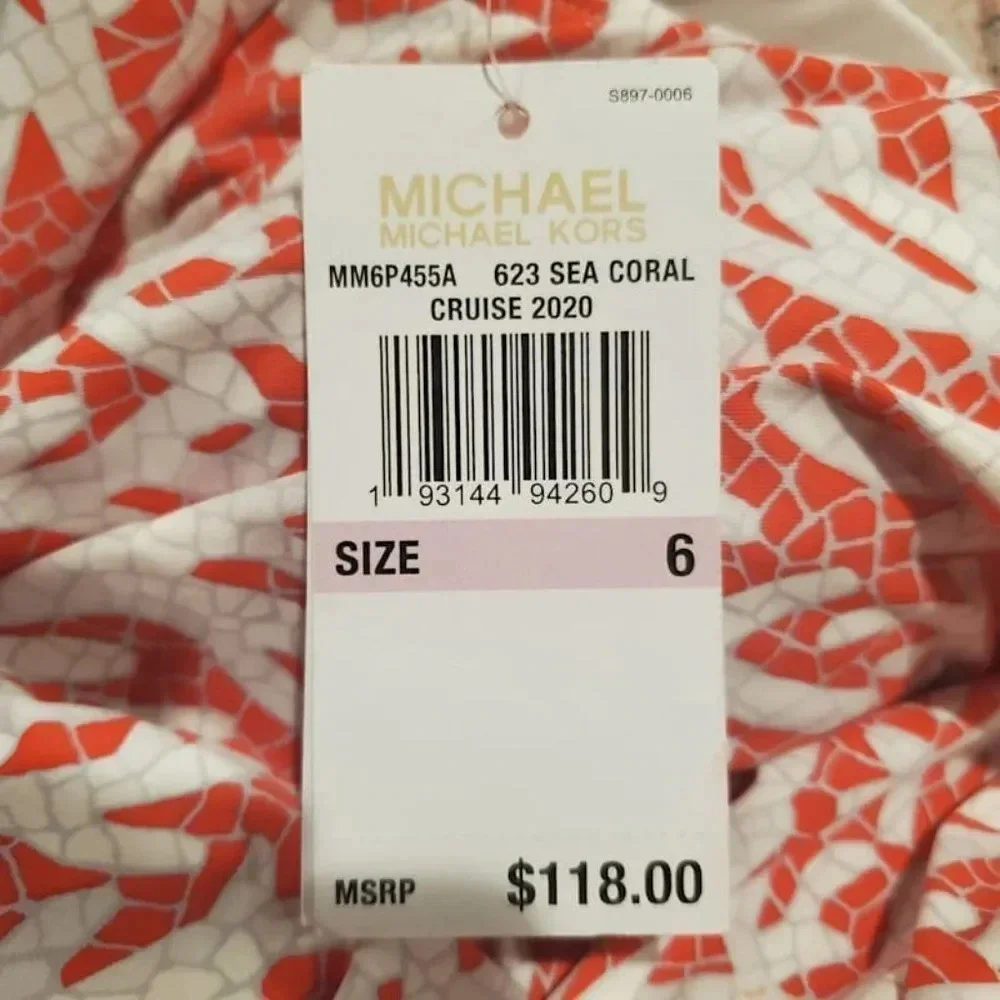 Michael Kors SZ 6 Coral One Piece Swimsuit